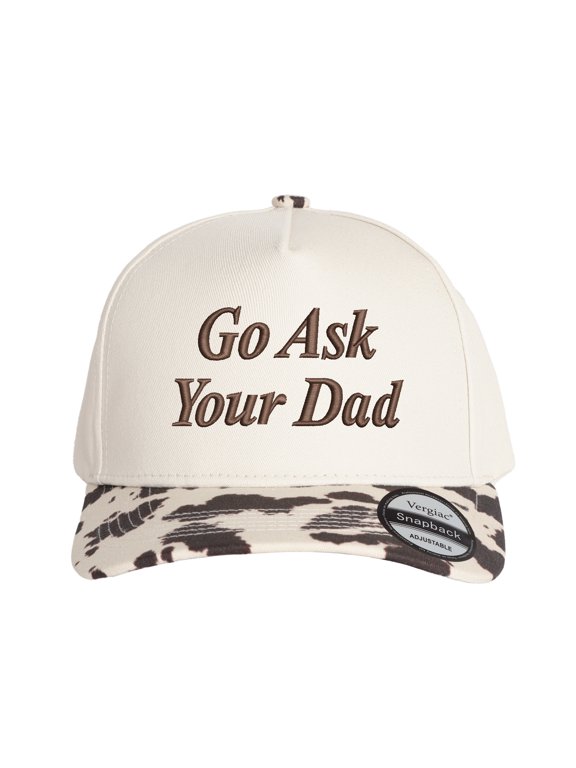 1PC 5 Piece Truck Driver Cap Baseball Cap Printed Brim Composite Rigid Lining Front Go ask your dad Embroidery Embroidered Printed Trucker Hat, Adjustable Unisex Cap