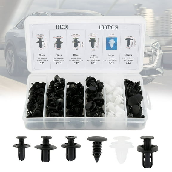 verlacod 100Pcs Car Retainer Clips Set Universal Reusable Plastic Door Panel Fasteners Kit Multiple Sizes Car Clips Set Car Repairing Accessories for Car Auto Truck Vehicle