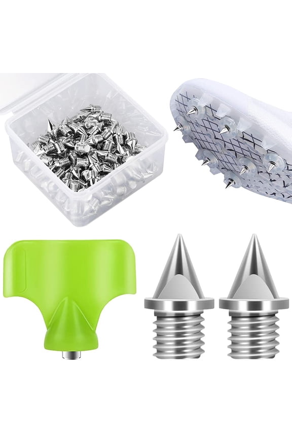 verlacod 100Pcs Track Spikes Steel Wear Resistant Shoe Spikes Replacement Non-slip Lightweight with Spike Wrench for Running Hiking High Jumping Cross Country-Silver