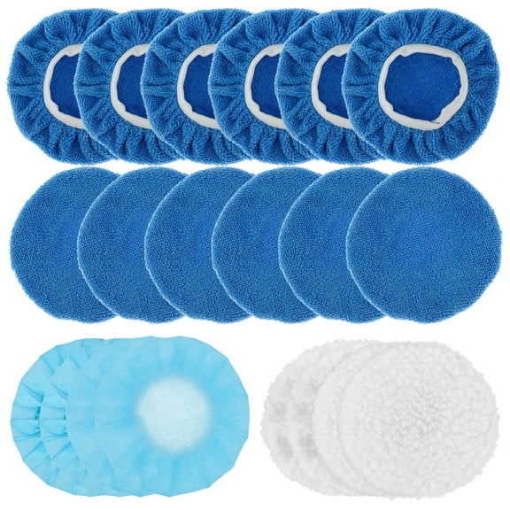 verlacod 20Pcs Car Buffer Polisher Pad Soft Microfiber Polishing Bonnets 5-6inch Car Orbital Waxing Cover Kit Durable Auto Waxer Pad with Woollen Polishing Bonnets