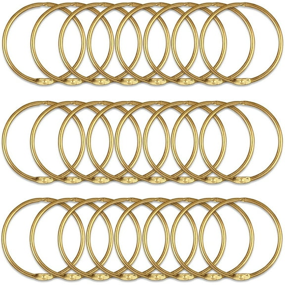 verlacod 24 Pcs Curtain O-Rings Metal Shower Curtain Rings Rustproof Iron Bath Drape Loop Smooth and Easy to Move Curtain Hooks for Bathroom Shower Rod -Gold
