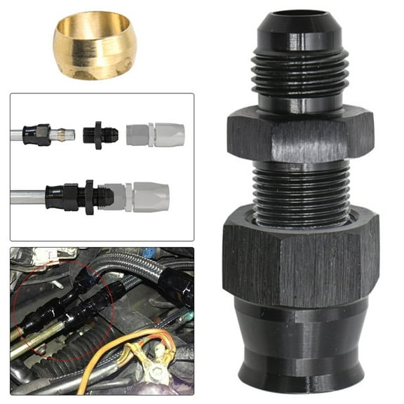 verlacod 5/16" Fuel Hardline Tube to 6 AN Male Flare Hose Fitting Adaptor,Aluminum Black Anodized with Brass Ferrule for Gas Liquid