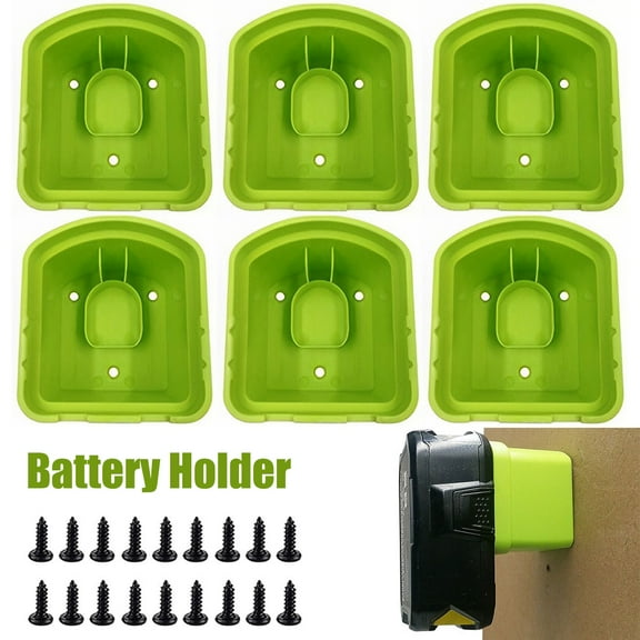 verlacod 6Pcs Battery Holder Compatible with Ryobi 18V Wall Mounted Battery Mounts Dock Holder Portable Li-ion Battery Hanger Battery Storage Fixed Bracket Reusable for Wall Workbench