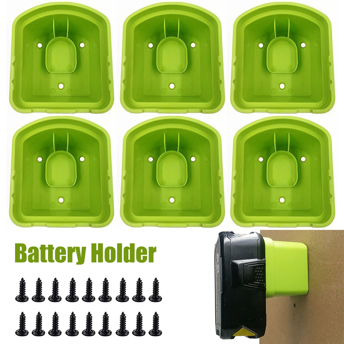 verlacod 6Pcs Battery Holder Compatible with Ryobi 18V Wall Mounted