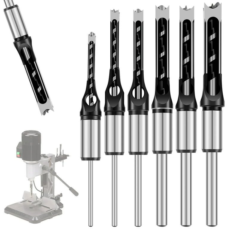 verlacod 6Pcs Square Hole Drill Bits High Speed Steel Mortising Chisel Drill Bit High Hardness Woodworking Hole Saw Drill Bit Set Walmart