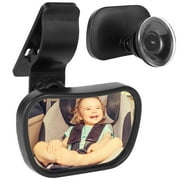 verlacod Baby Car Mirror with Suction Cup & Clip Adjustable Wide View Car Interior Rearview Mirrors for Back Seat Safety Car Seat Mirror for Rear Facing Infant