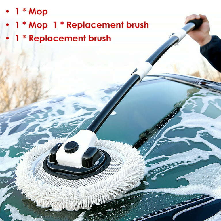 Harazaqa 15A Bend car Wash Brush with Long Handle Telescopic 43 Aluminum  Microfiber cleaning Supplies Truck SUV RV Boat Wheel Extension P