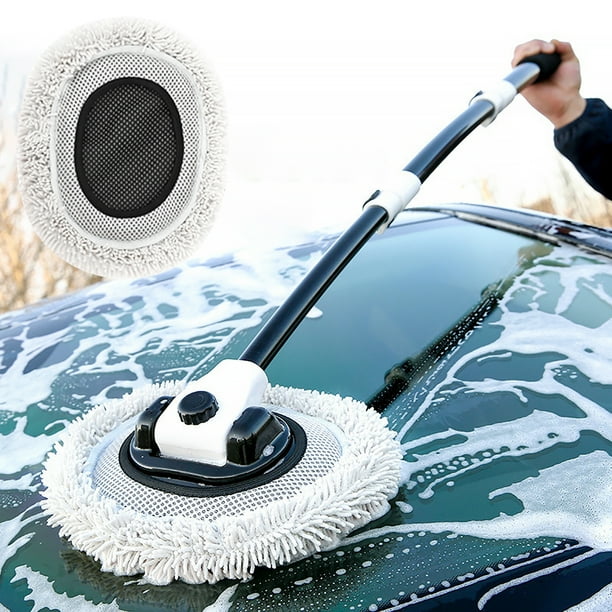 Car Wash Brush with Long Handle 15 Bend Car Cleaning Mop 90 Rotating