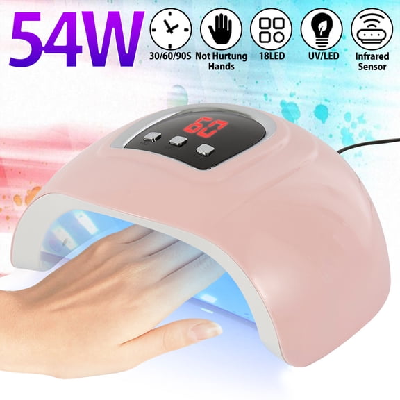 verlacod LED Nail Lamp 54W 18 LED Infrared Sensor Electric Nail Dryer with Timing Function Portable Gel Nail Polish Curing Light Nail Art Beauty Tools for Home Salon Use