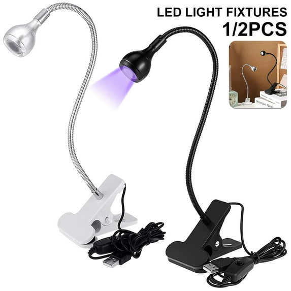 verlacod UV LED Light LED Nail Curing Light with Gooseneck Clamp Flexible Gooseneck Lamp Portable 5V 3W LED USB Night Light for Nail Gel Money Inspection Jewelry Identification
