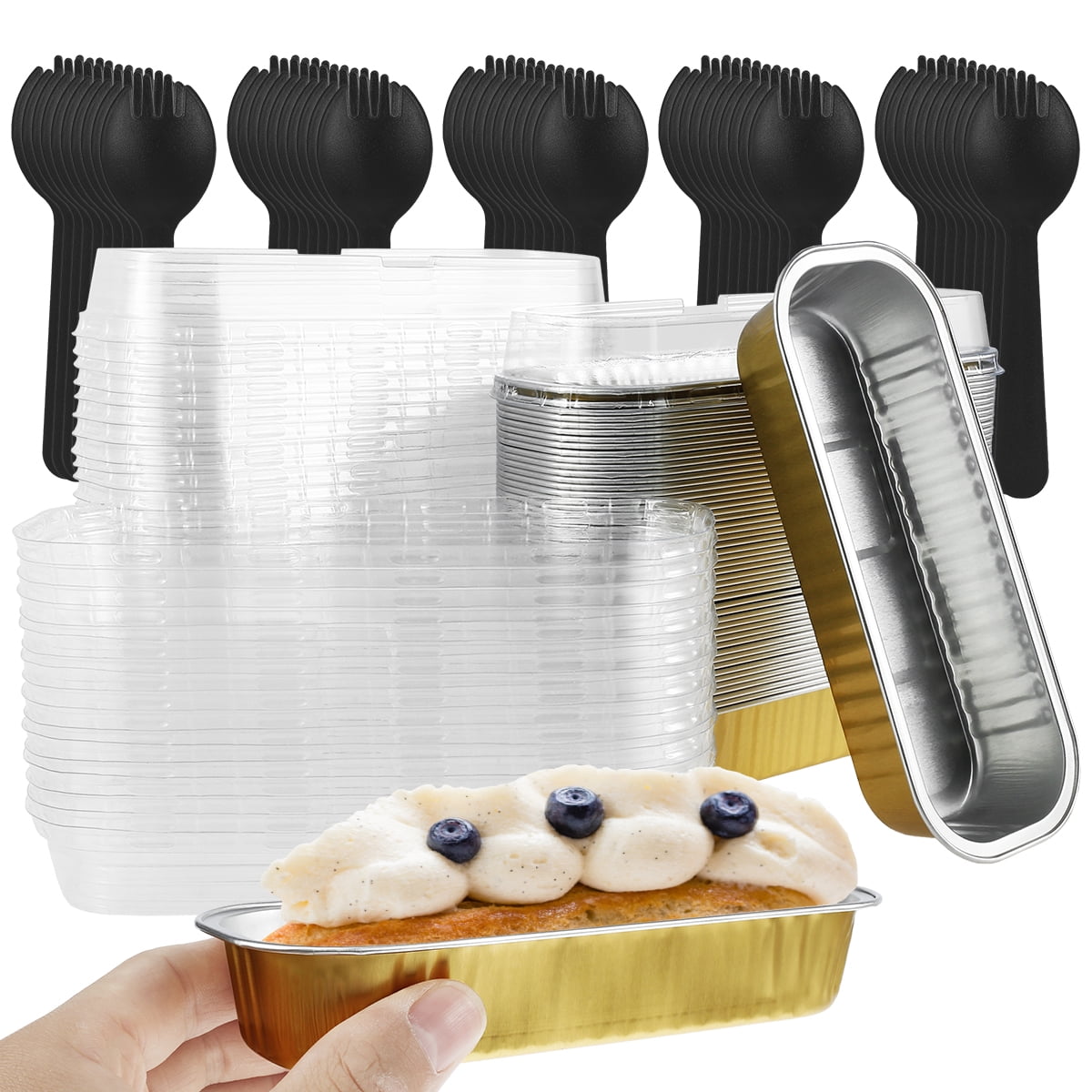 verlacoda 150Pcs Aluminum Mini Loaf Pans,200ML Foil Pans with Lid