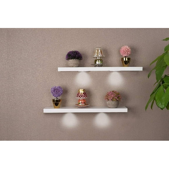 White Floating Shelves Lights
