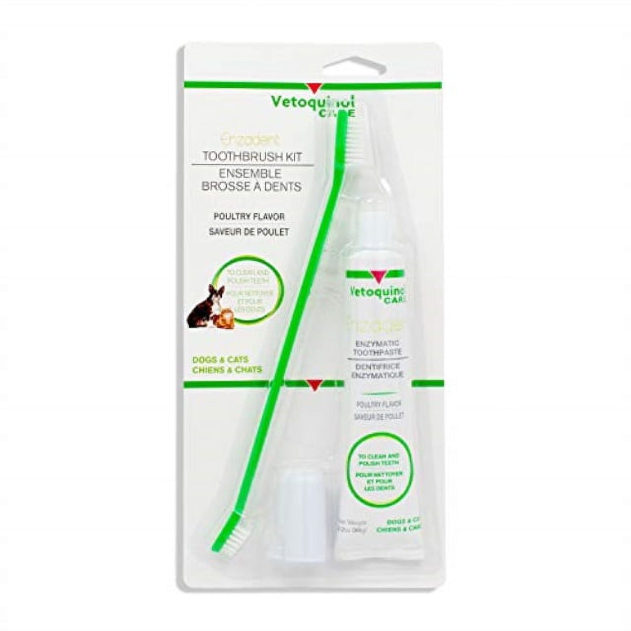 vetoquinol enzadent enzymatic toothpaste kit + fingerbrush & dualend