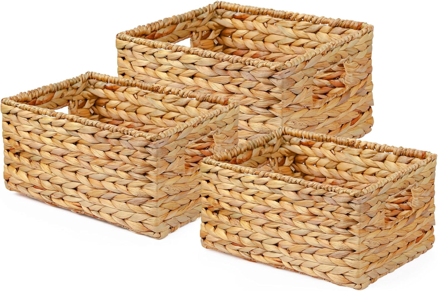 vftybngy 3PCS Wicker Storage Basket Hyacinth Storage Baskets for ...