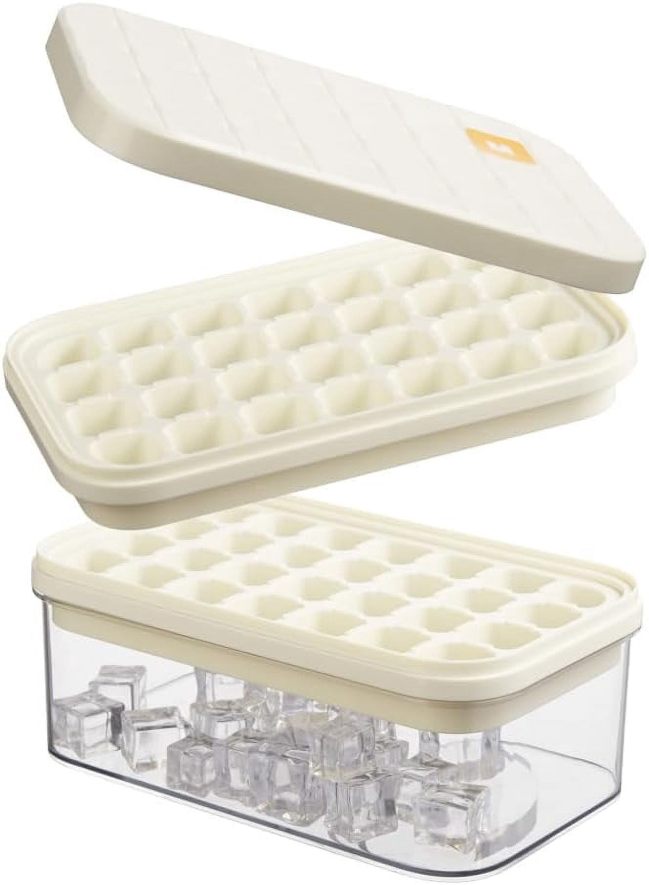 Silicone Ice Cube Tray With Lid & Storage Bin - Stackable, Easy Release 1 Inch Cubes