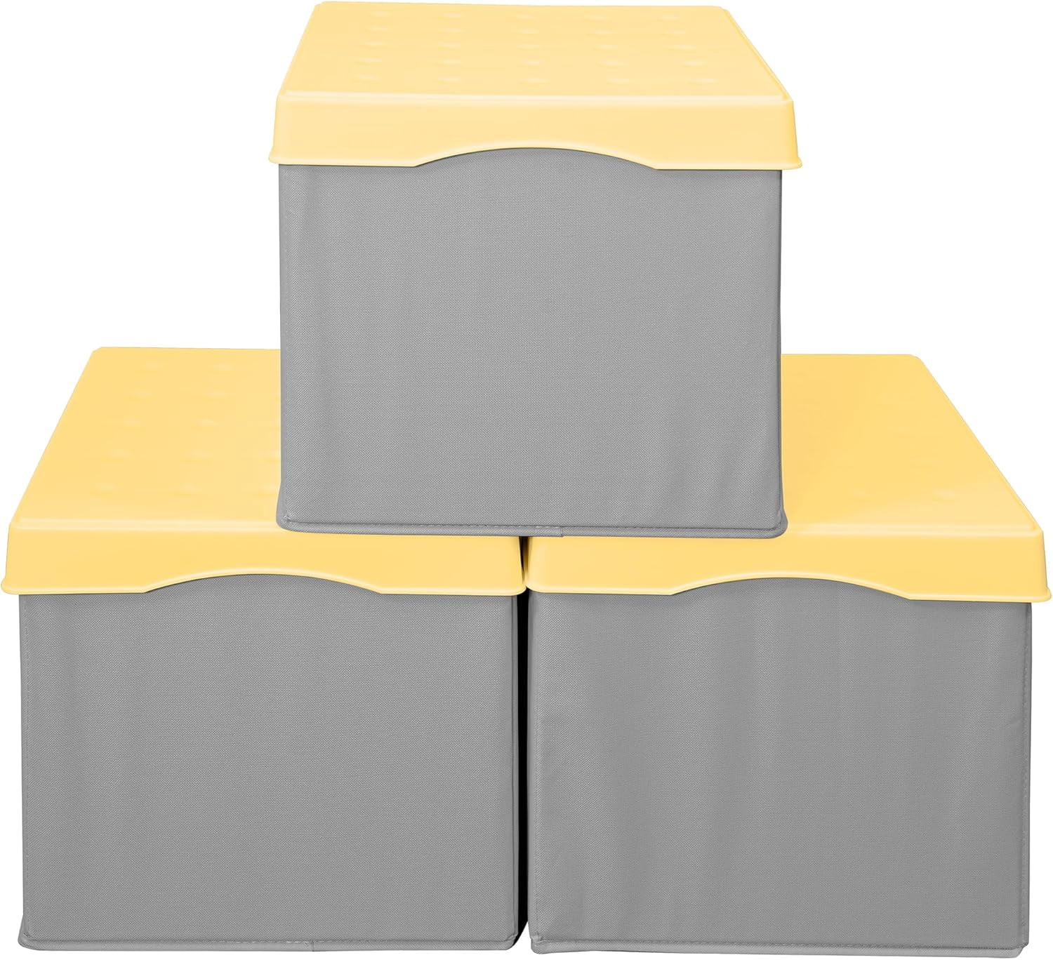 vftybngy Thick Stackable Storage Bins with Lids 3-Pack Collapsible ...