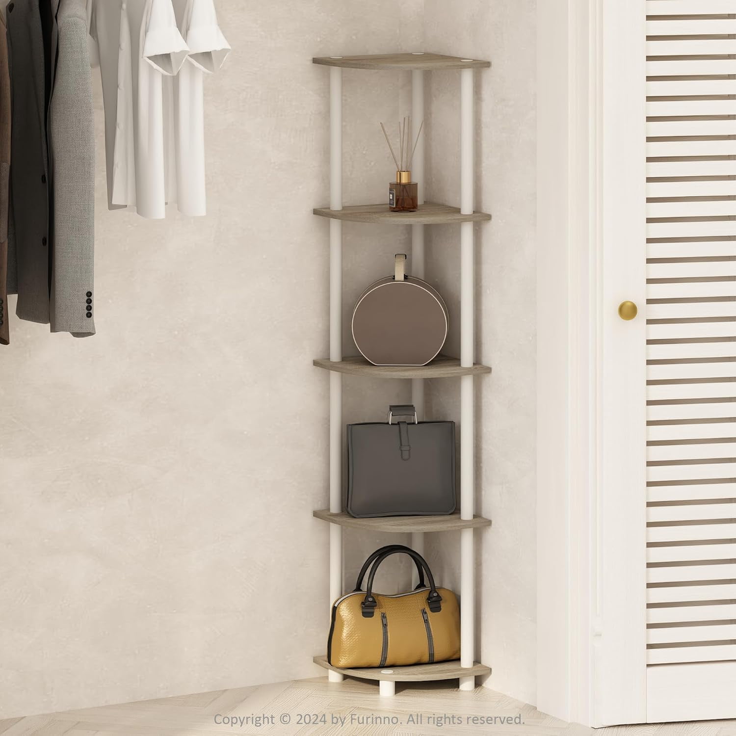 vftybngy Turn-N-Tube 5 Tier Freestanding Corner Display Rack Shelving ...
