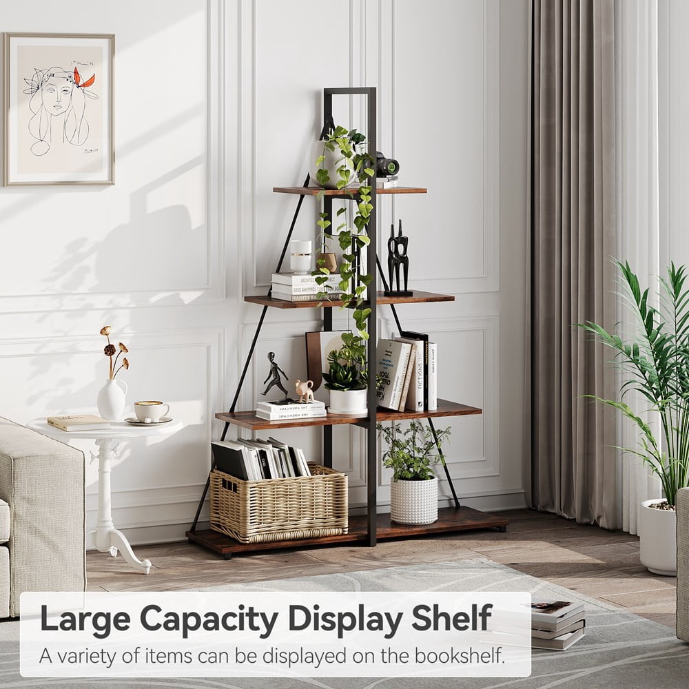 vhibuom Bookcase 4-Tier Ladder Bookshelf A-Shaped Ladder Shelf Display ...