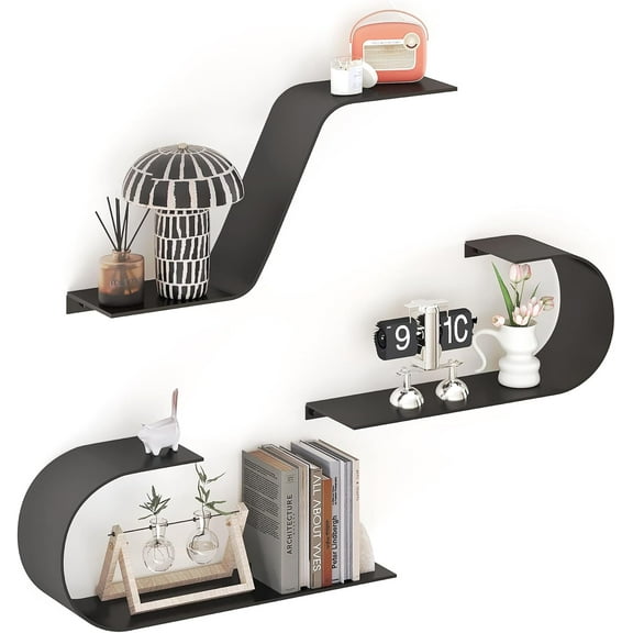 Floating Shelves Set  Decor, Unique Mounted Floating Shelf, Modern Long Wall Shelf, Large Wall Shelves for Bedroom, Bathroom, Living Room