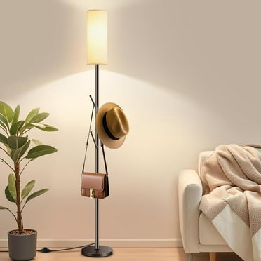 vhibuon LTKIF  Tall Floor Lamp for Living Room  Standing Lamp with 3 Hooks Clothes Rack Multi-Functional Floor Light with 9W LED Bulb Adjustable Color Temperature Dimmable Floor Lamp for