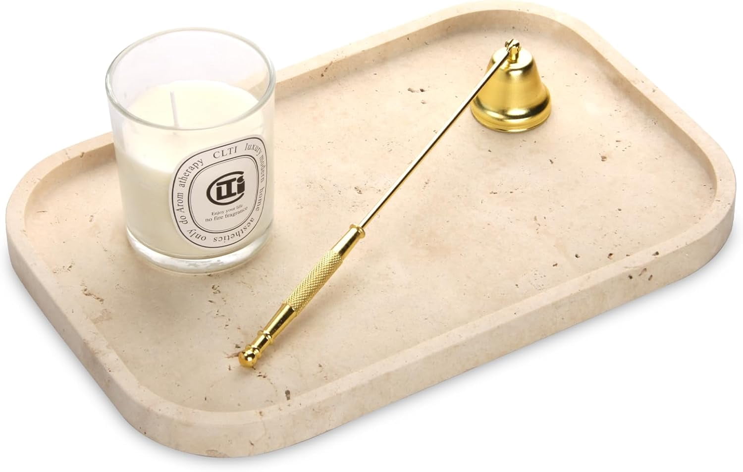 HAMAKAWA Marble Vanity Tray - 10 Inch Oval Natural Travertine Tray For Bathroom & Countertop Organizer, Beige - View #5