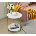 thumbnail image 1 of vhibuon - Side End Table with Black Faux Marble Storage Shelves &amp; Gold Metal Frame  Nightstand for Bedroom  Living Room  or Modern Accent Table, 1 of 9