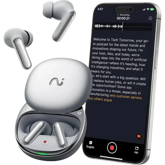 Viaim RecDot AI Voice Recorder Earbuds Meeting Assistant with Transcription FlashRecord to-Do Lists & Summaries with ChatGPT 48dB ANC for Meetings Interviews & Lectures