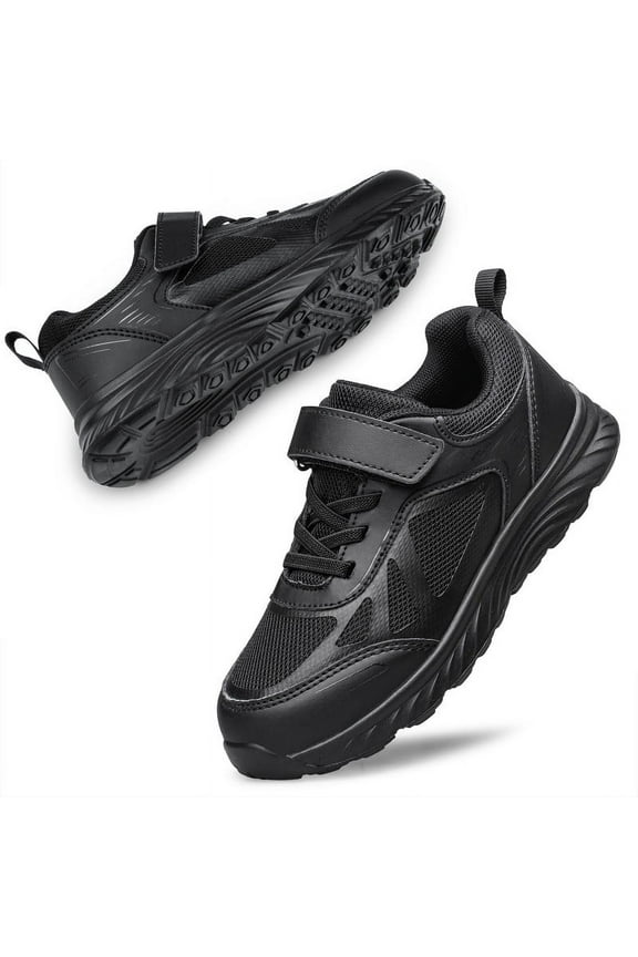Boys Girls Running Sneakers Slip on Tennis Athletic Walking School Kids Shoes All Black Big Kid Size 3