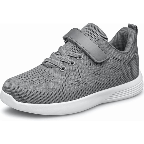vibdiv Boys Girls Shoes Kids Sneakers Breathable Athletic Running Tennis Shoes Grey Big Kid 5