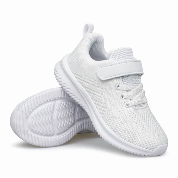 vibdiv Boys Girls Shoes Running Sneakers Slip on Cheer Shoes Lightweight Tennis Athletic Kids Shoes All White Little Kid Size 13
