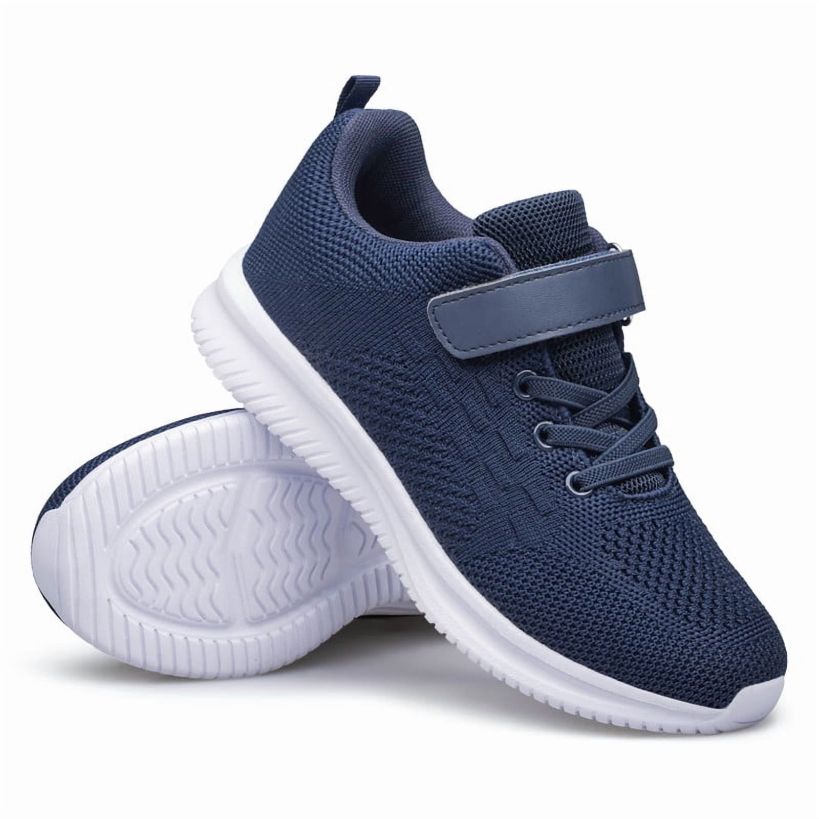 Boys Girls Shoes Running Tennis Sneakers Slip on Lightweight Walking Kids School Shoes All Navy Blue Big Kid Size 5.5