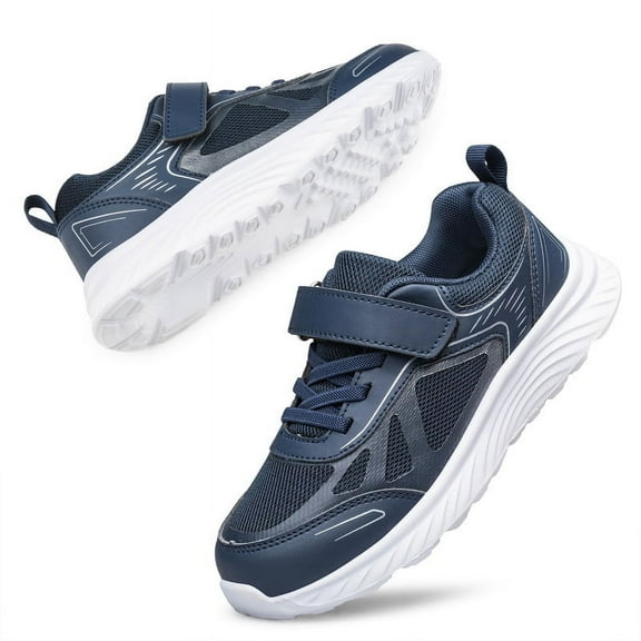 YHOON Boys Girls Shoes Slip on Lightweight Running Tennis Sneakers Walking School Kids Shoes Navy Blue Big Kid Size 4