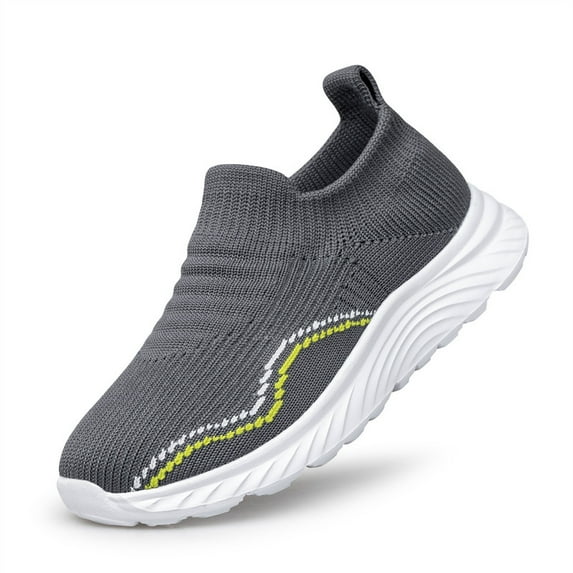 vibdiv Boys Girls Shoes Tennis Running Sneakers Breathable Non-Slip Kids Shoes Grey Big Kid Size 1