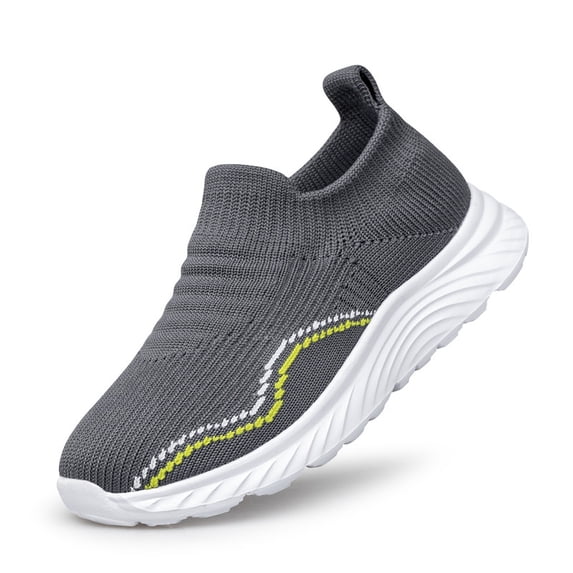 vibdiv Boys Girls Shoes Tennis Running Sneakers Breathable Non-Slip Kids Shoes Grey Big Kid Size 5