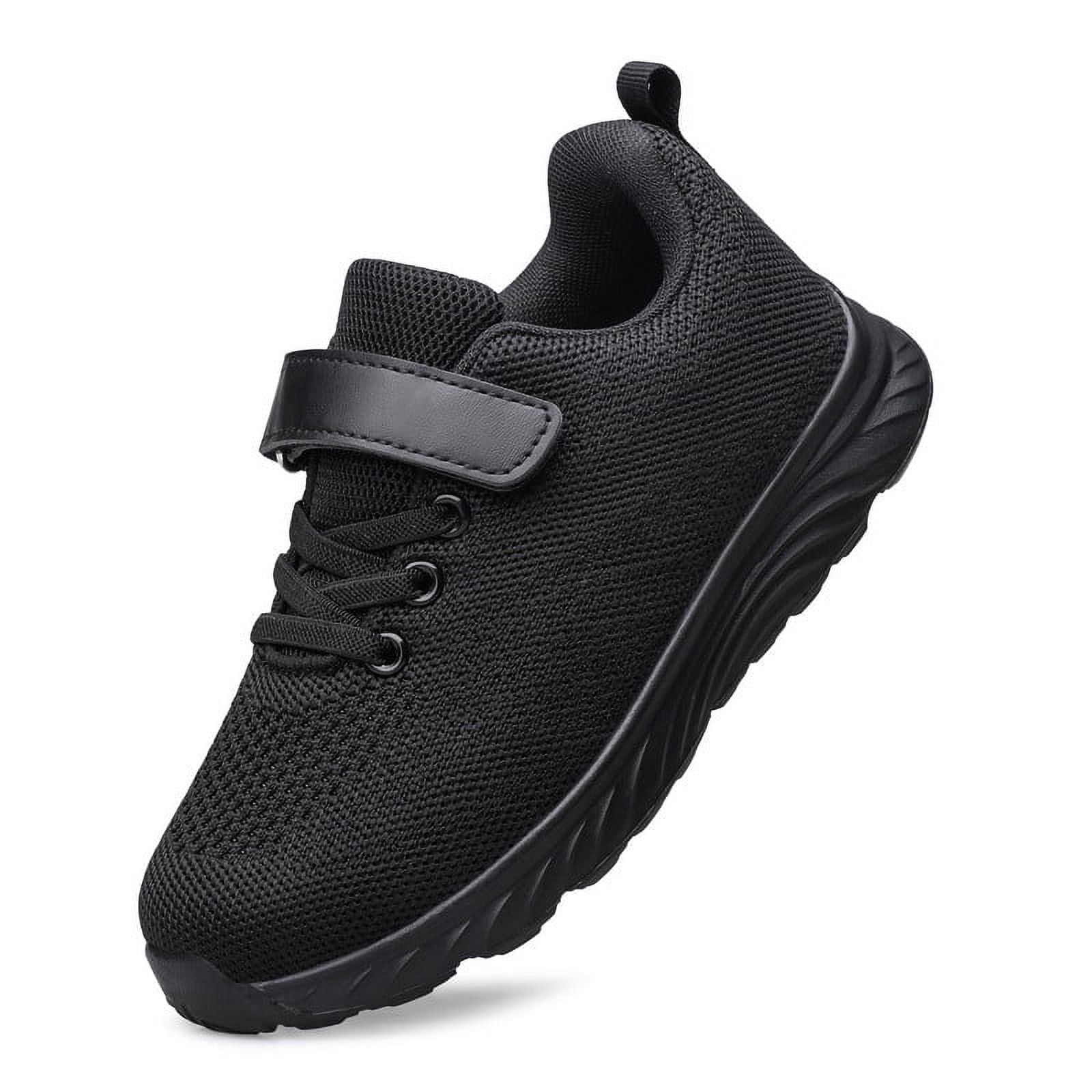 Boys Girls Sneakers Kids Shoes Breathable Running Lightweight Tennis Athletic Shoes All Black Big Kid Size 5