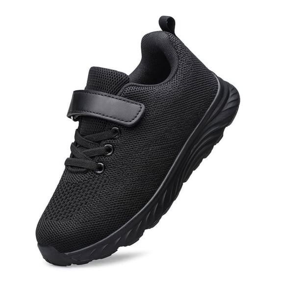 vibdiv Boys Girls Sneakers Kids Shoes Breathable Running Lightweight Tennis Athletic Shoes All Black Big Kid Size 5