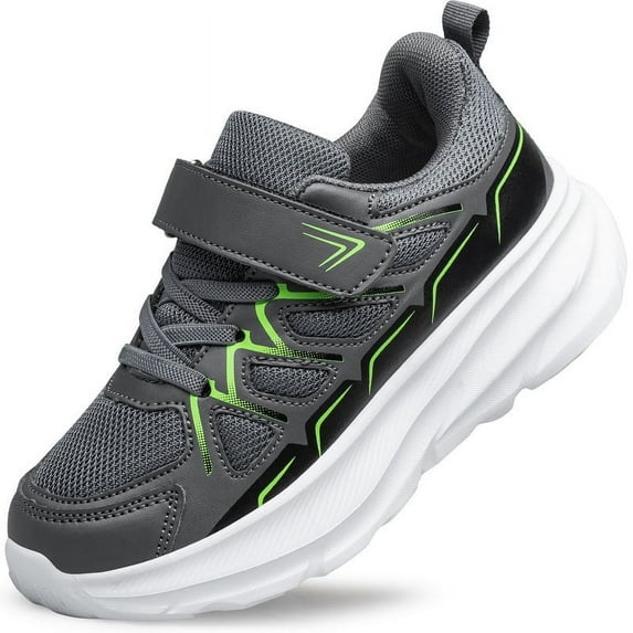 vibdiv Boys Girls Sneakers Kids Sports Running Walking Lightweight Breathable Athletic Running Shoes Dark Grey Toddler Size 7.5