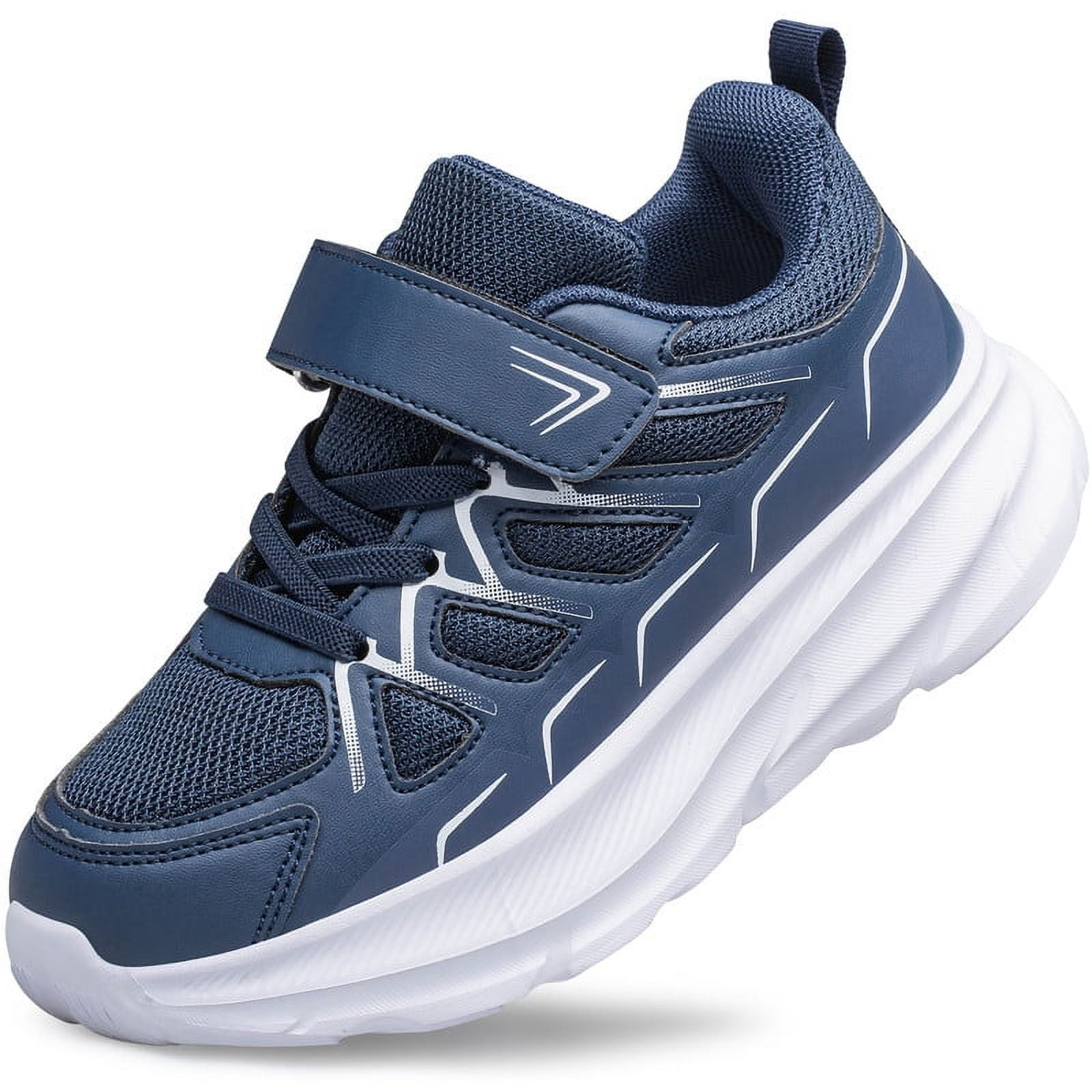 vibdiv Boys Girls Sneakers Kids Sports Running Walking Lightweight Breathable Mesh Sports Running Shoes Navy Blue Little Kid Size 12