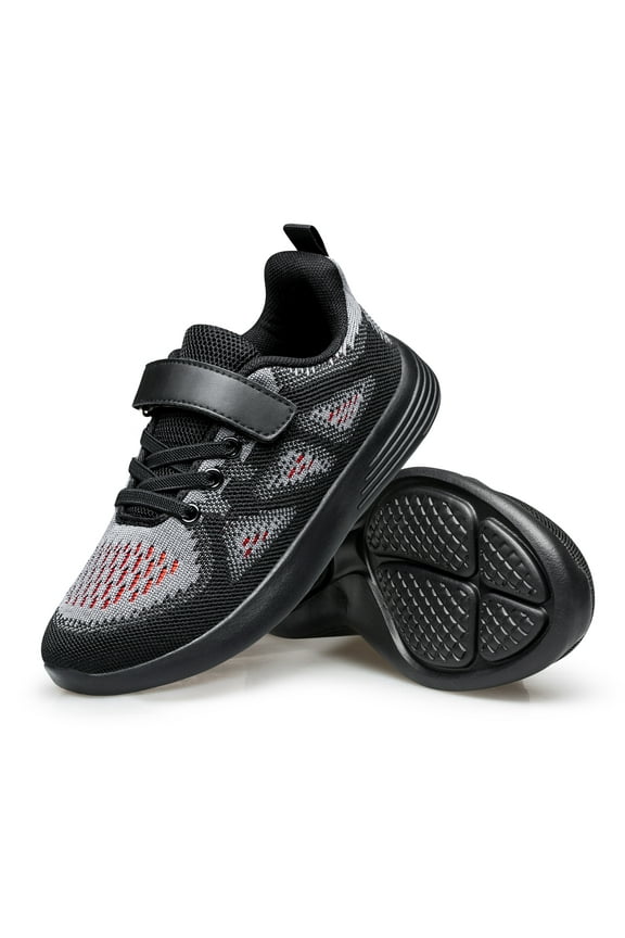 Boys Girls Sneakers Kids Sports Running Walking Shoes Black Big Kid Size 4