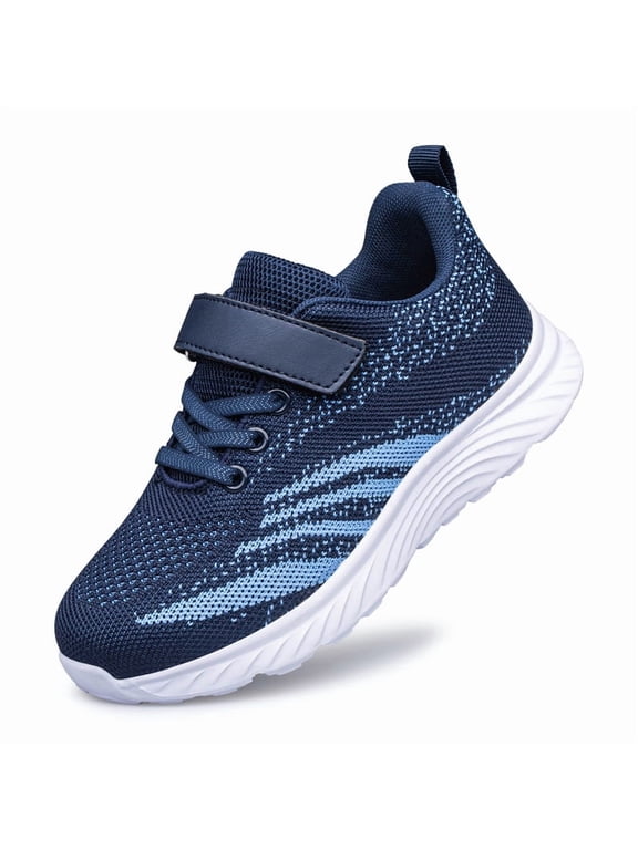 Boys Girls Sneakers Kids Walking Lightweight Breathable Mesh Sports Running Tennis Shoes Navy Blue Toddler Size 9