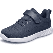 vibdiv Boys Girls Sports Shoes Lightweight Tennis Running Walking Gym Fashion Shoes Navy Blue Big Kid Size 4