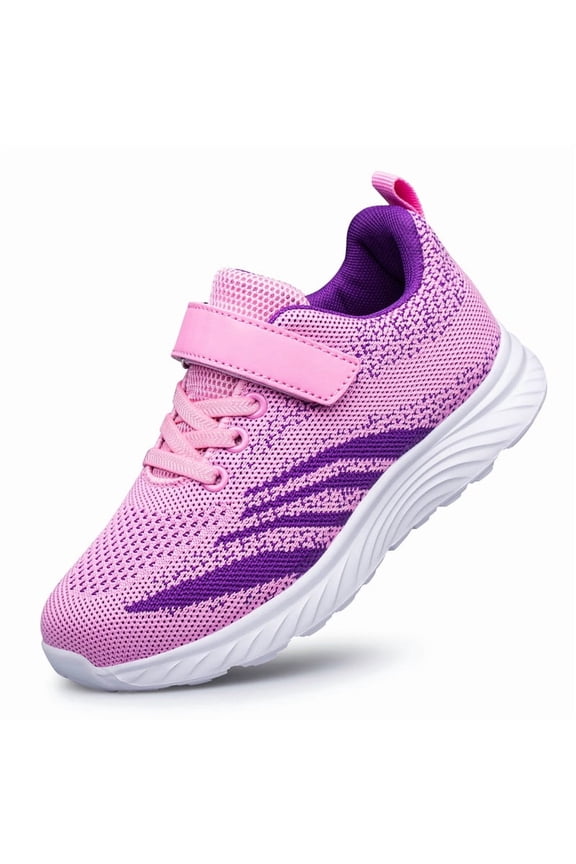 Girls Shoes Mesh Breathable Casual Fashion Tennis Sneakers Slip on Walking School Kids Shoes Pink Purple Big Kid Size 5