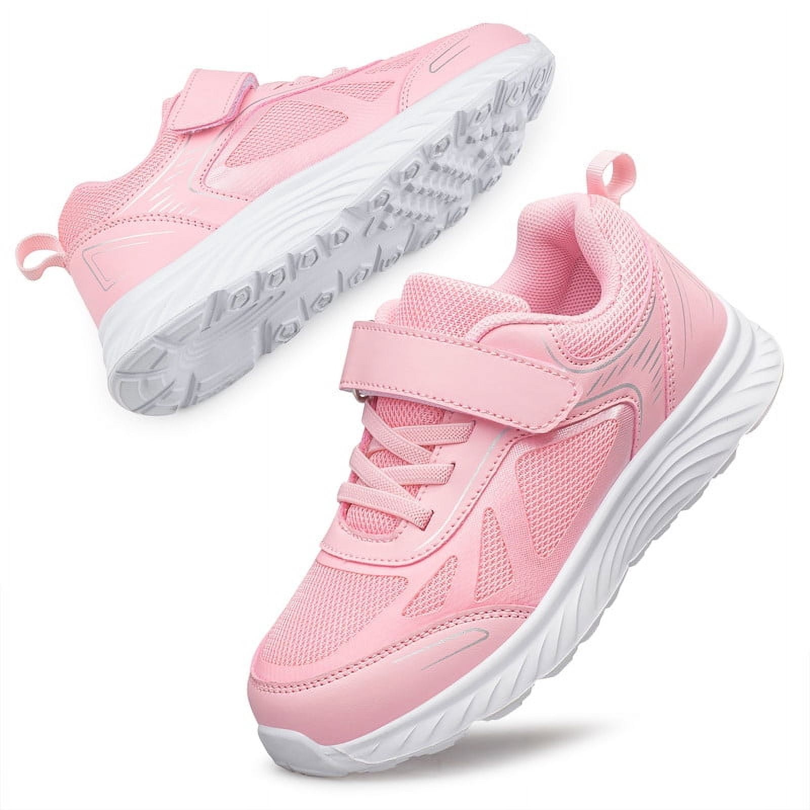 YHOON Girls Sneakers Mesh Breathable Casual Lightweight Fashion Tennis Running Sport Kids Shoes Pink Toddler Size 8