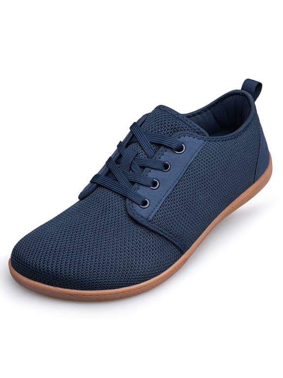 Men Barefoot Shoes Wide Toe Box Cross Trainer Minimalist Zero Drop Sole Non Slip Walking Shoes Casual Sneakers Navy Blue Size 10