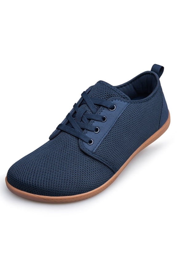 Men Barefoot Shoes Wide Toe Box Cross Trainer Minimalist Zero Drop Sole Non Slip Walking Shoes Casual Sneakers Navy Blue Size 12