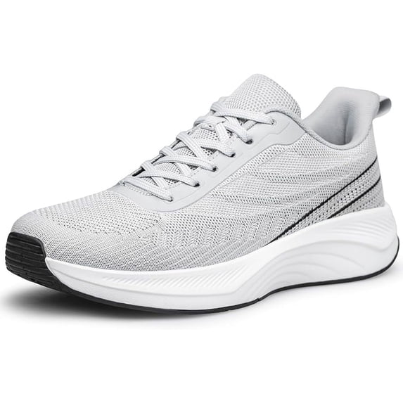 vibdiv Men's Comfortable Walking Shoes Lightweight Breathable Non-Slip Fashion Running Sneakers Light Grey Size 10