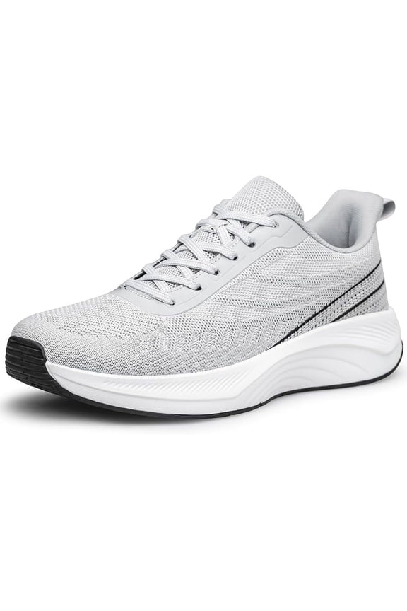 Men's Comfortable Walking Shoes Lightweight Breathable Non-Slip Fashion Running Sneakers Light Grey Size 10