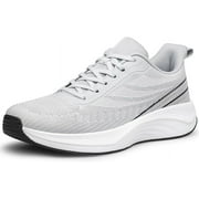 Men's Comfortable Walking Shoes Lightweight Breathable Non-Slip Fashion Running Sneakers Light Grey Size 14