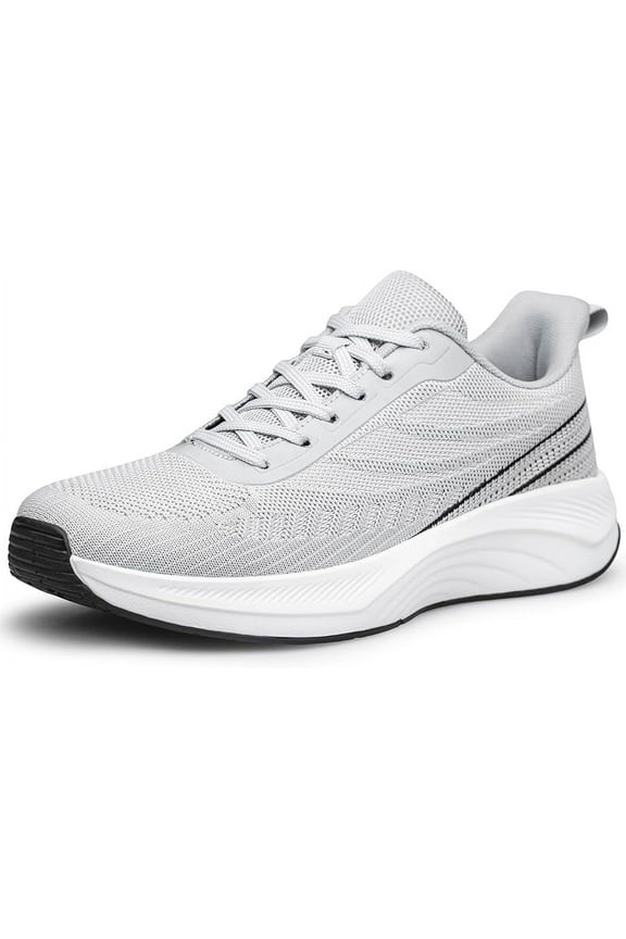 Men's Comfortable Walking Shoes Lightweight Breathable Non-Slip Fashion Running Sneakers Light Grey Size 14