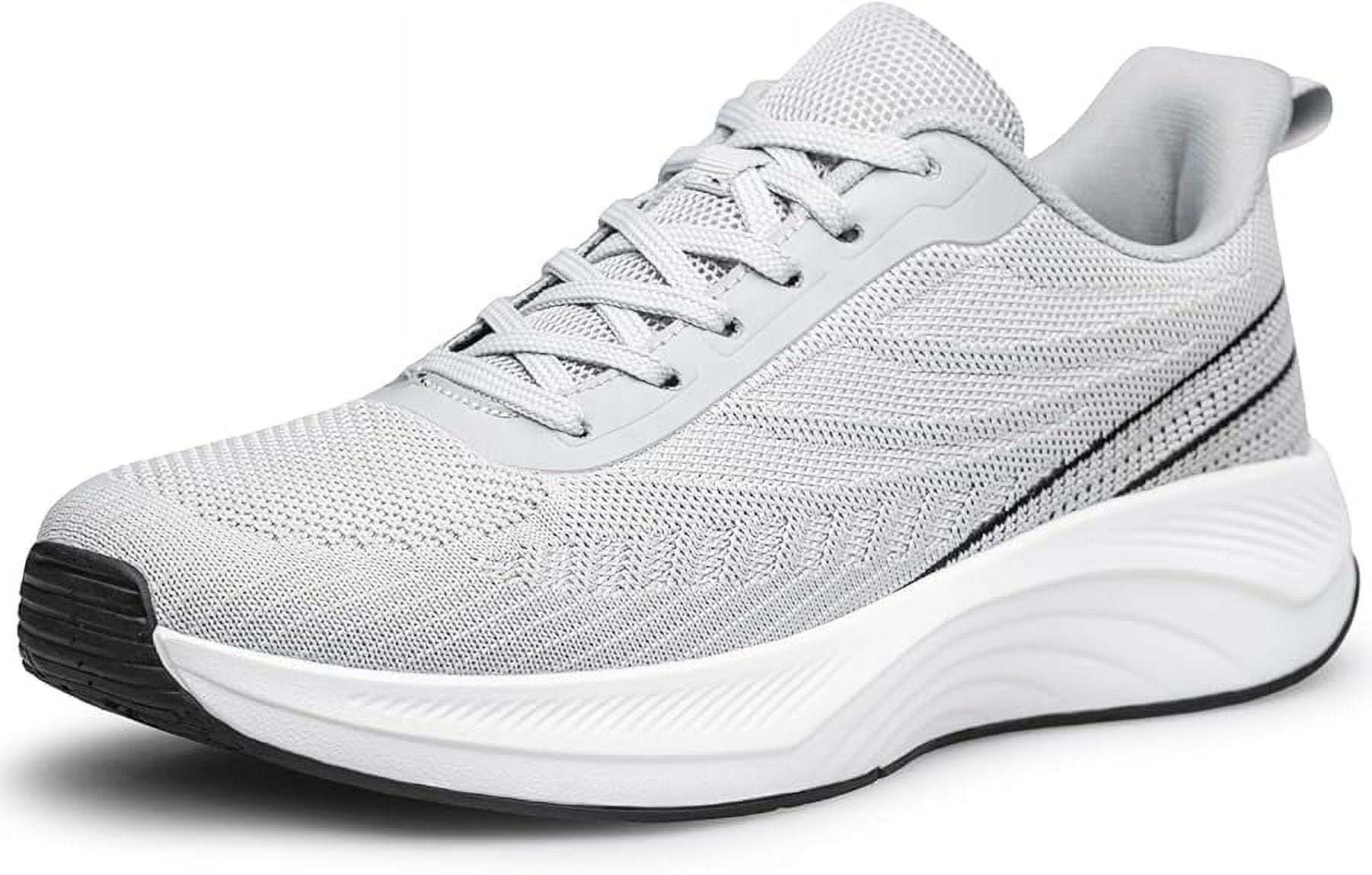 vibdiv Men's Comfortable Walking Shoes Lightweight Breathable Non-Slip Fashion Running Sneakers Light Grey Size 8